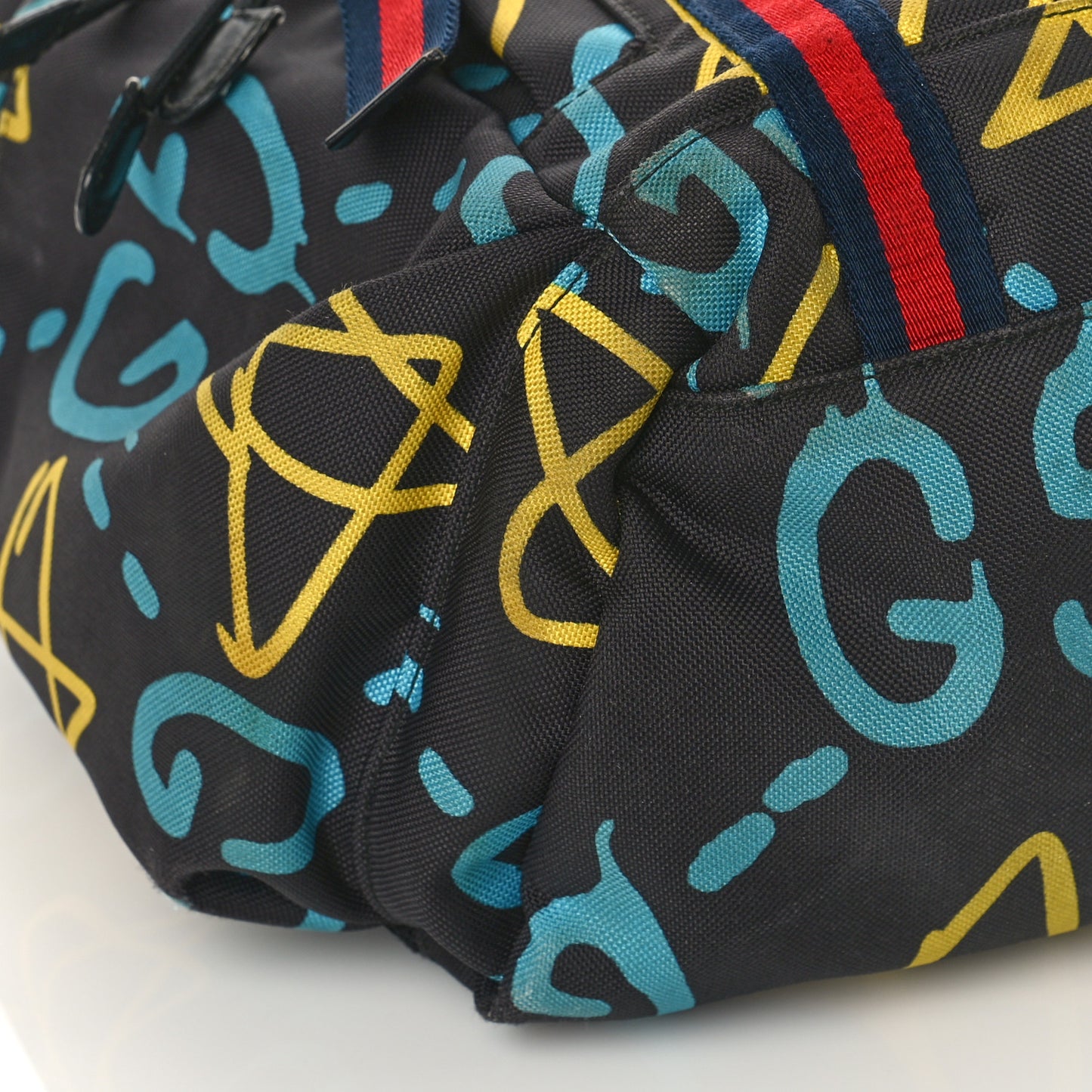 Techno Canvas GucciGhost Double Buckle Backpack Black New Acquamarine