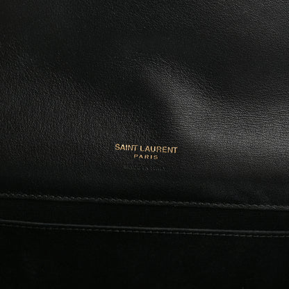 Saint Laurent Patent Matelasse Chevron Monogram Envelope Clutch Black 6 of 10