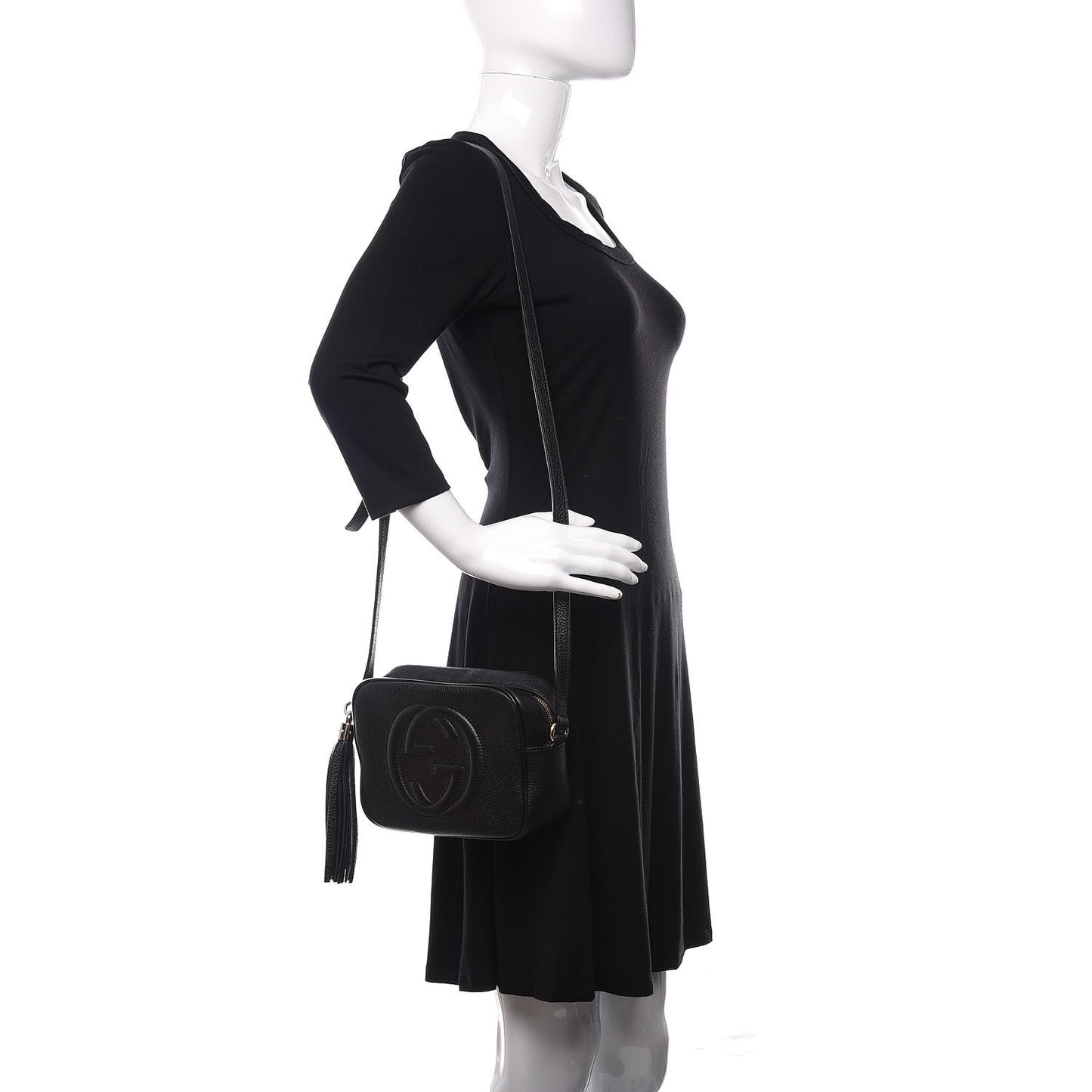 Pebbled Calfskin Small Soho Disco Bag Black