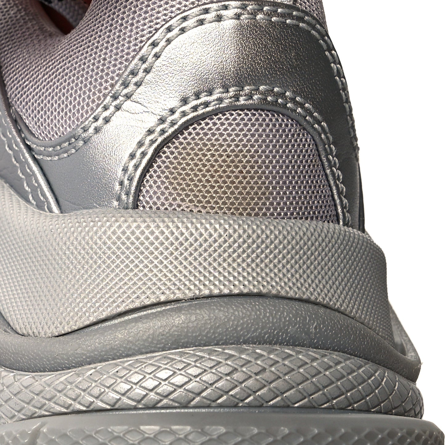 Metallic Fabric Mesh Womens Triple S Sneakers 37 Silver