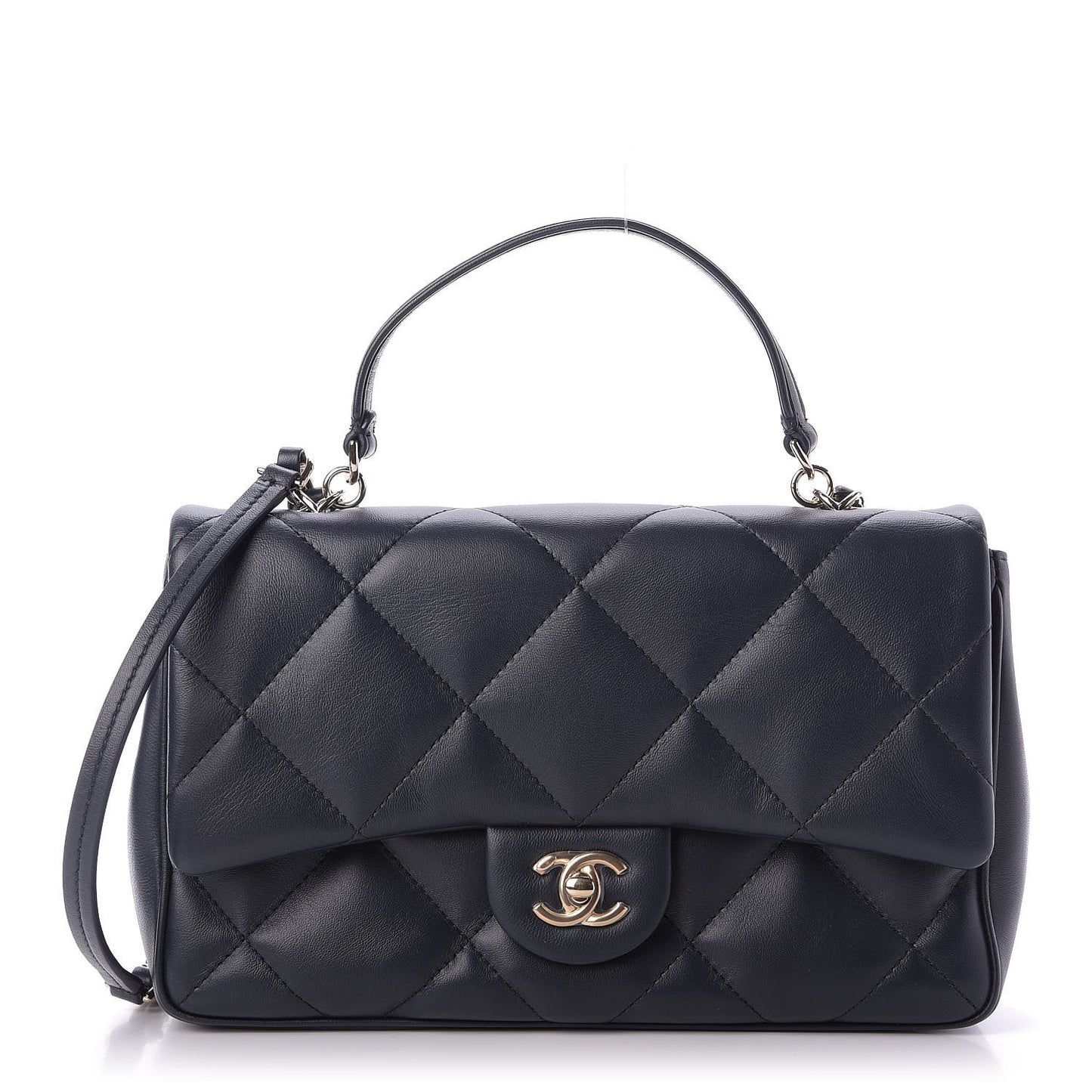 Lambskin Quilted Easy Carry Flap Navy
