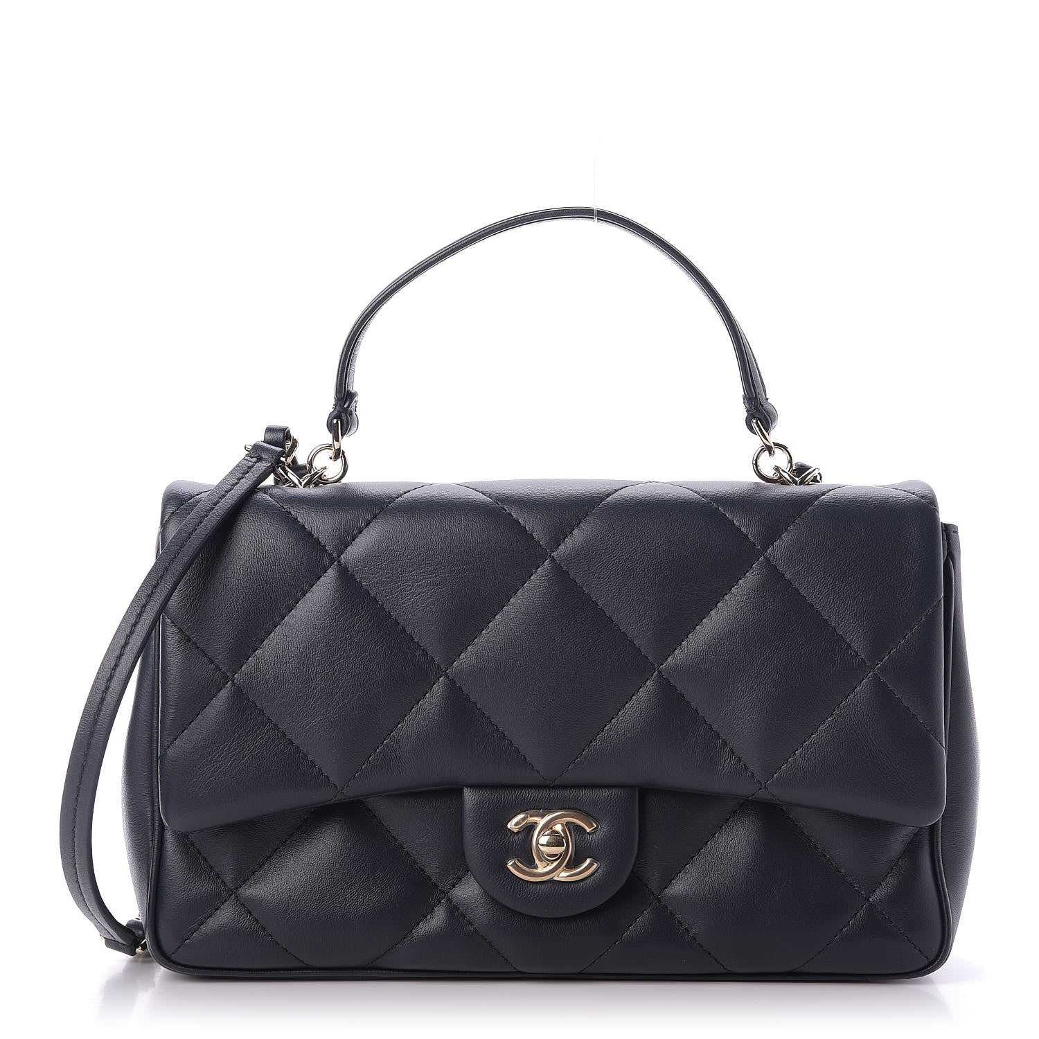 Chanel Lambskin Quilted Easy Carry Flap Navy 1 of 13