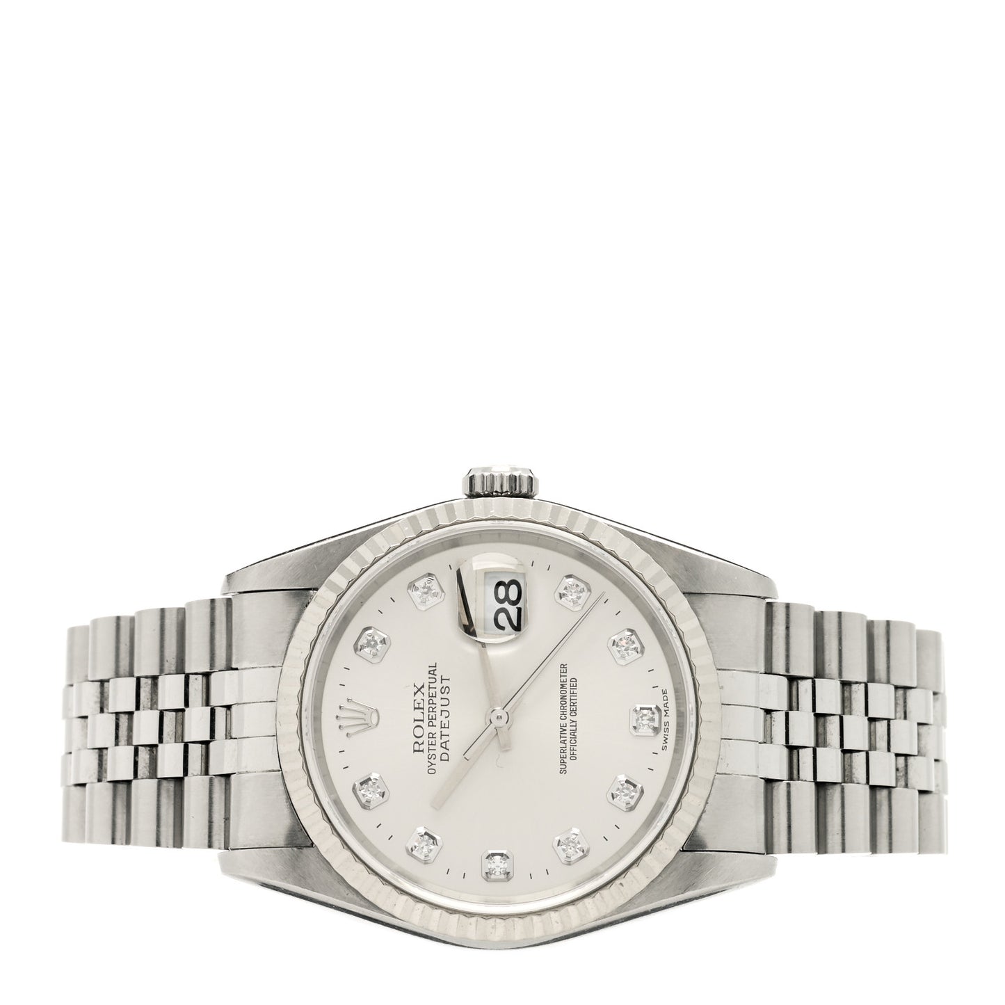 Stainless Steel 18K White Gold Diamond 36mm Oyster Perpetual Datejust Watch Silver 16234