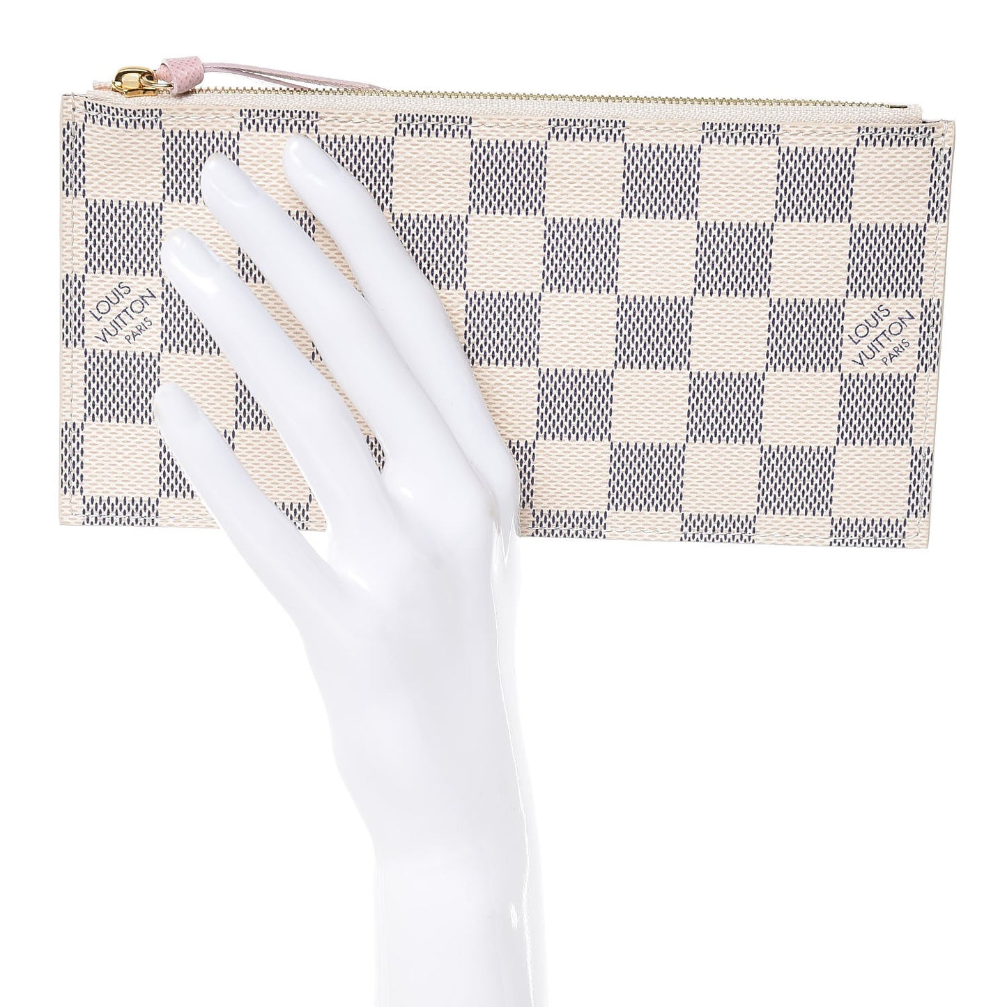 Damier Azur Felicie Chain Wallet Zippered Insert Rose Ballerine