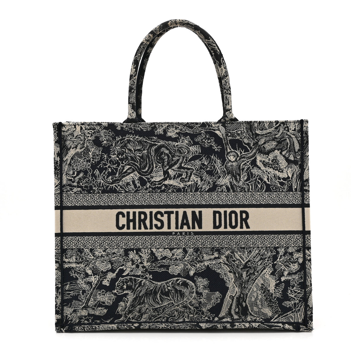 Christian Dior Canvas Embroidered Large Dioriviera Toile De Jouy Reverse Book Tote Blue 1 of 10