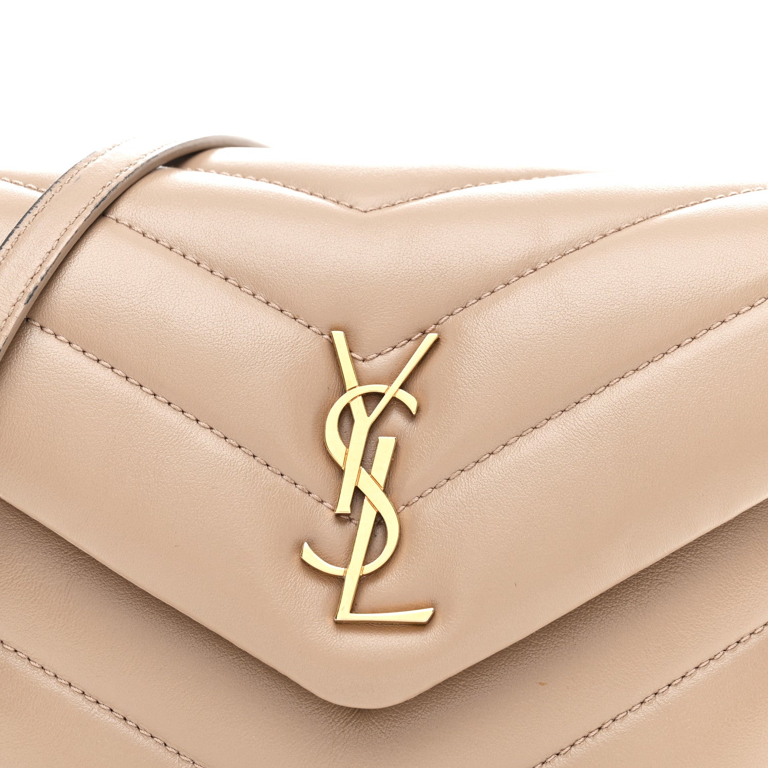 Saint Laurent Calfskin Y Quilted Monogram Toy Loulou Crossbody Bag Dark Beige 8 of 10