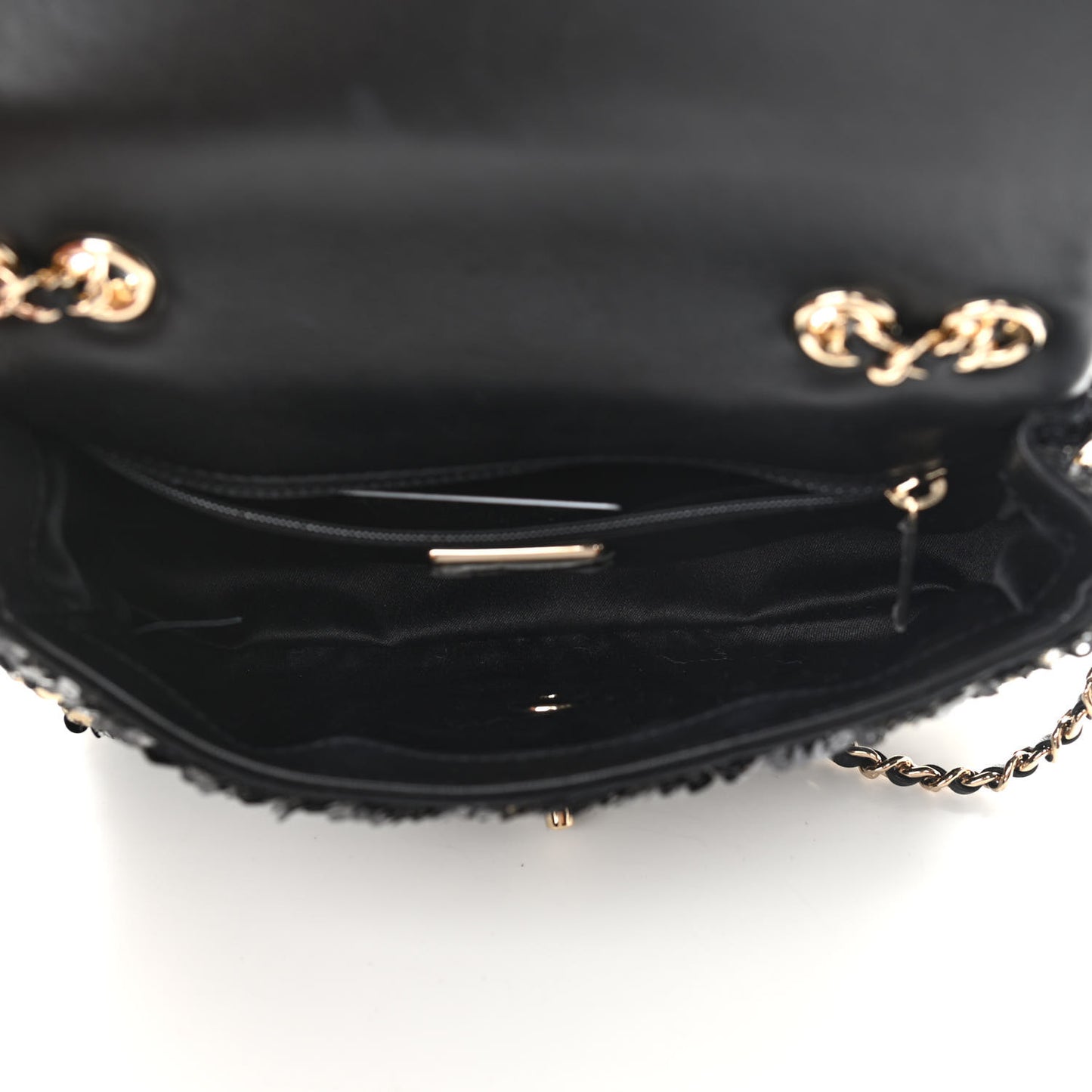 Sequin Striped Classic Mini Flap Black Gold