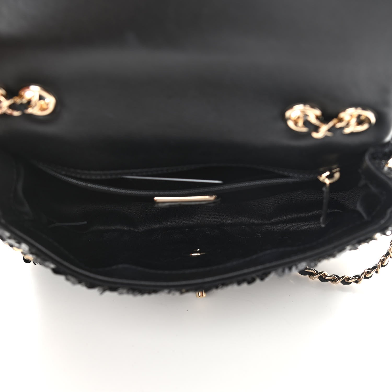 Chanel Sequin Striped Classic Mini Flap Black Gold 5 of 9