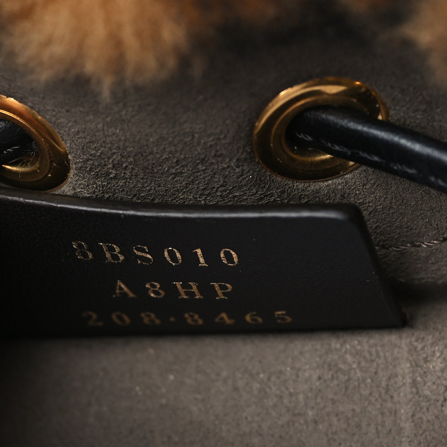 Shearling Vitello Dolce F is Fendi Macro FF 1974 Mini Mon Tresor Bucket Bag Tobacco Black