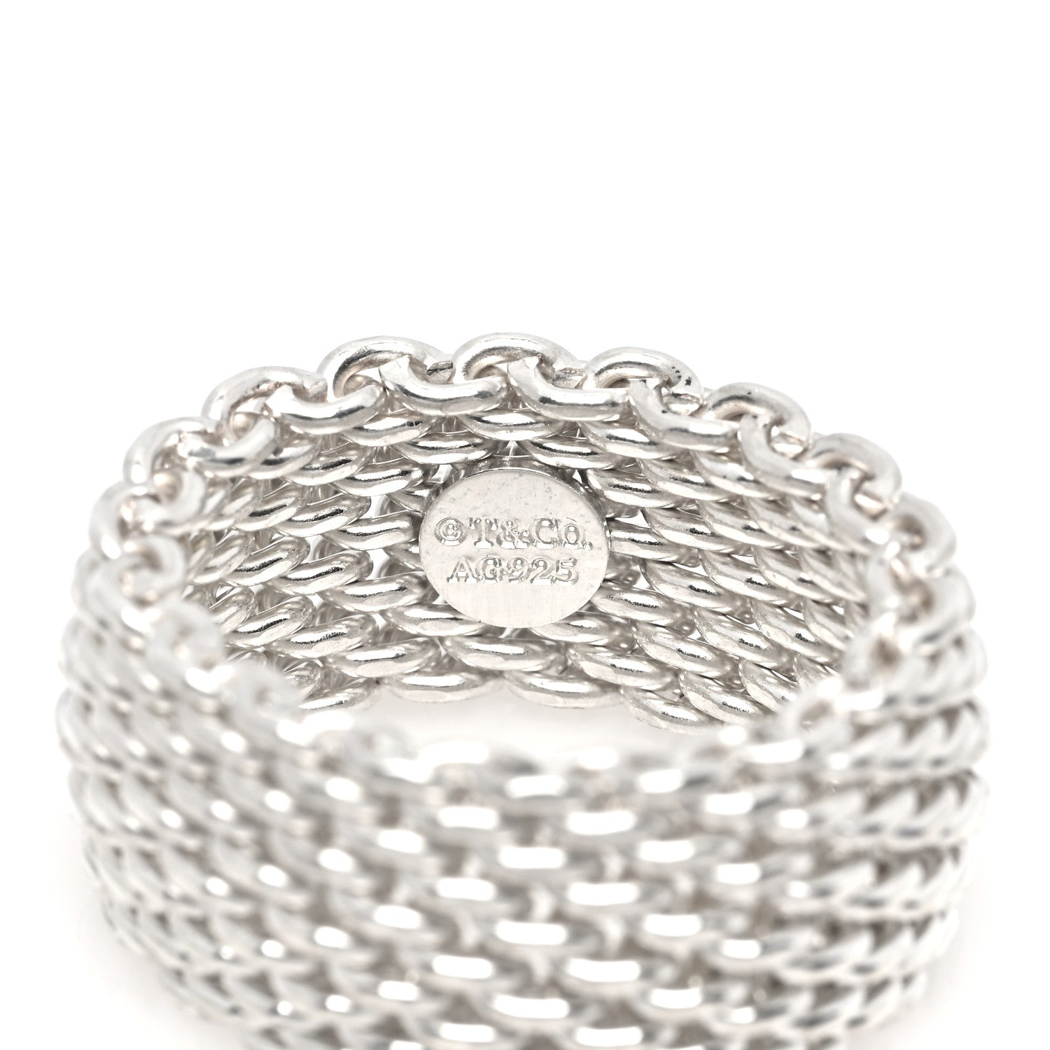 Tiffany Sterling Silver Somerset Mesh Ring 49 5 4 of 5