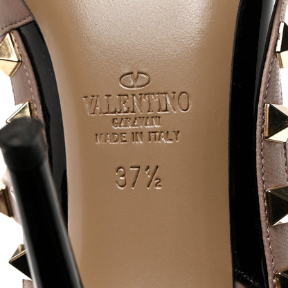 Valentino Garavani Patent Nappa Rockstud Ankle Strap 100mm Pumps 37.5 Black Poudre 7 of 9