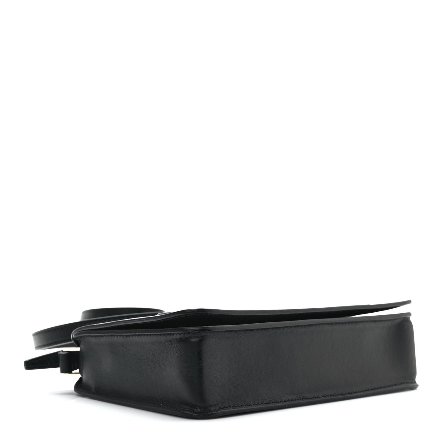 Calfskin Logo Debossed Crossbody Black