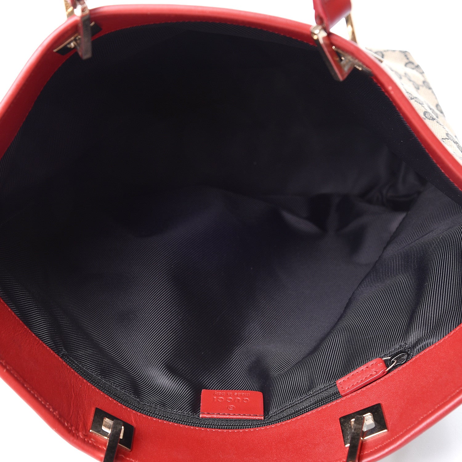 Gucci Monogram Large Bucket Tote Navy Red 4 of 9