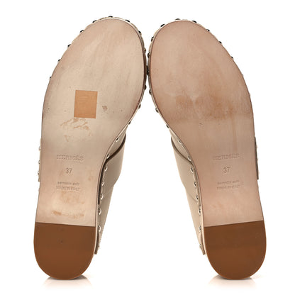 Hermes Calfskin Calya Mules 37 Hetre 5 of 10