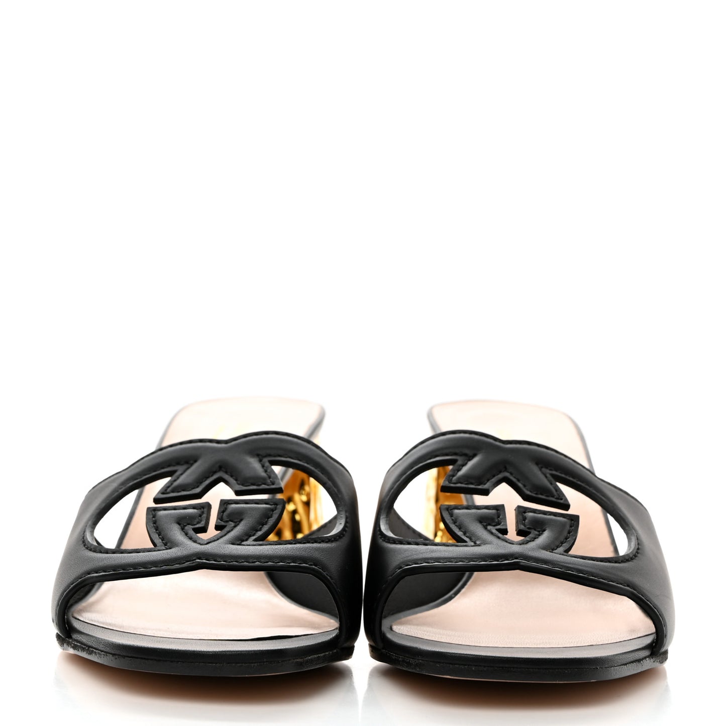 Cosmos Softy Calfskin Interlocking G Cut Out 55mm Slide Sandals 41 Black