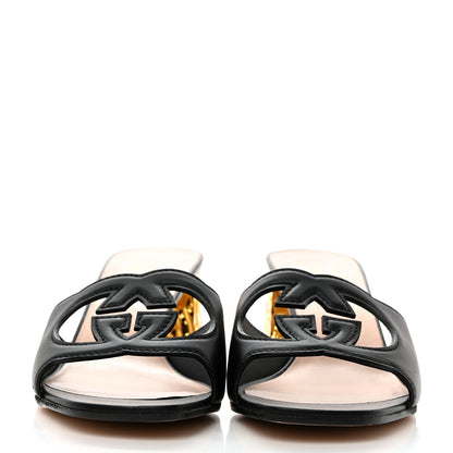 Gucci Cosmos Softy Calfskin Interlocking G Cut Out 55mm Slide Sandals 41 Black 2 of 9