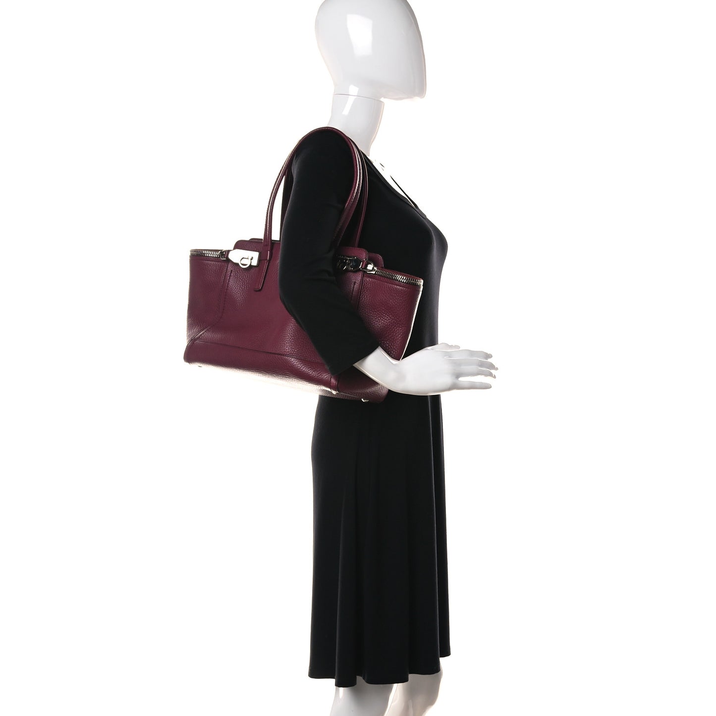 Calfskin Medium Verve Double Zip Tote Burgundy