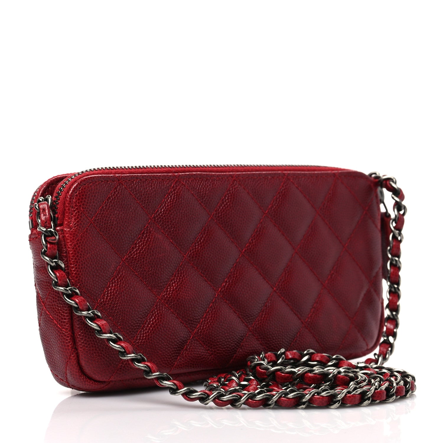 Chanel Caviar Quilted Small Clutch With Chain Red 2 of 8