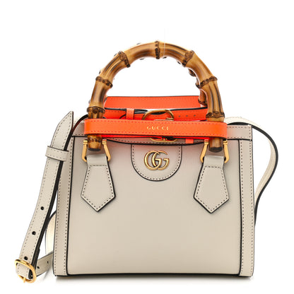 Gucci Wonka Grain Calfskin Mini Diana Tote Bag Mystic White Orange Fluo 1 of 11