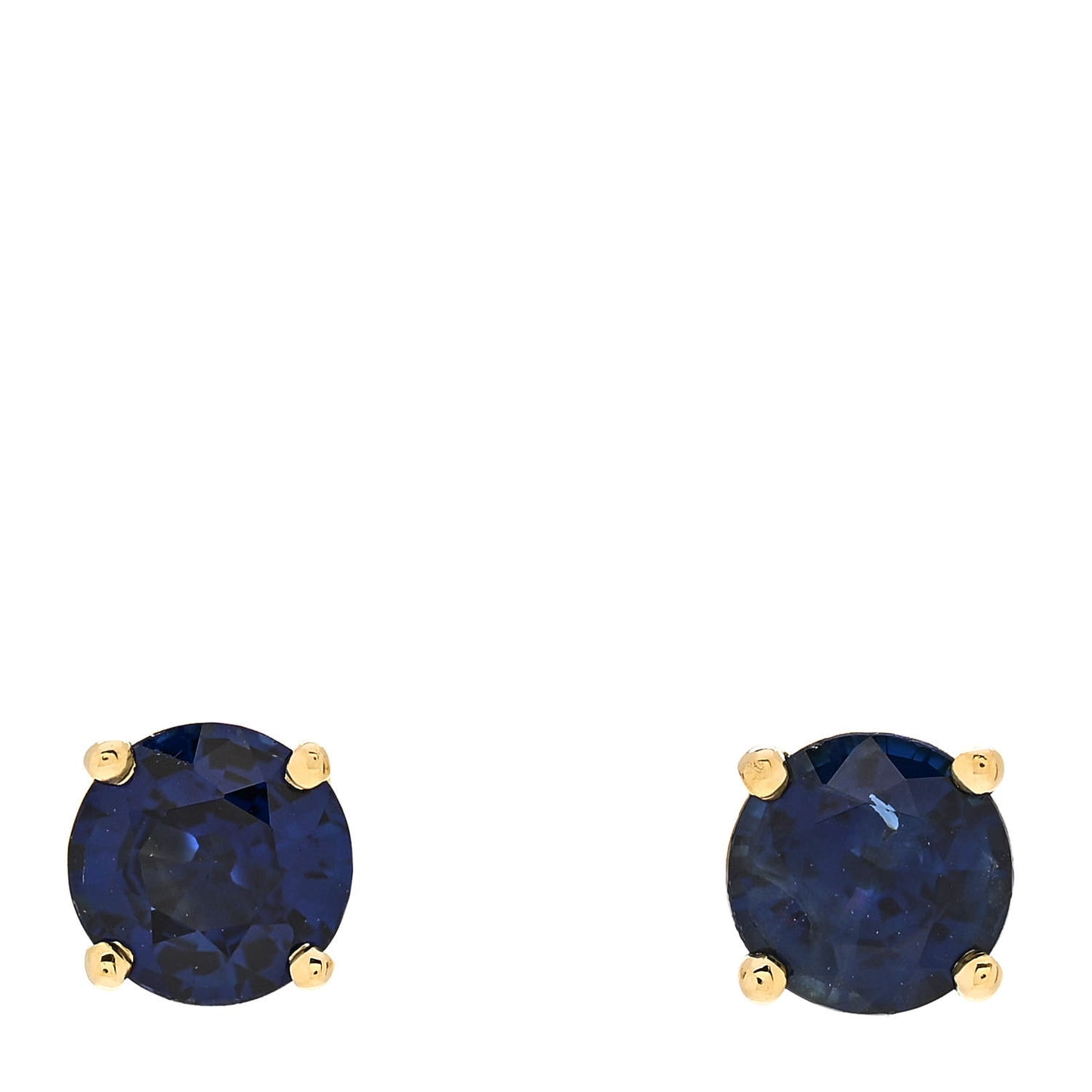 18K Yellow Gold Blue Sapphire Earrings