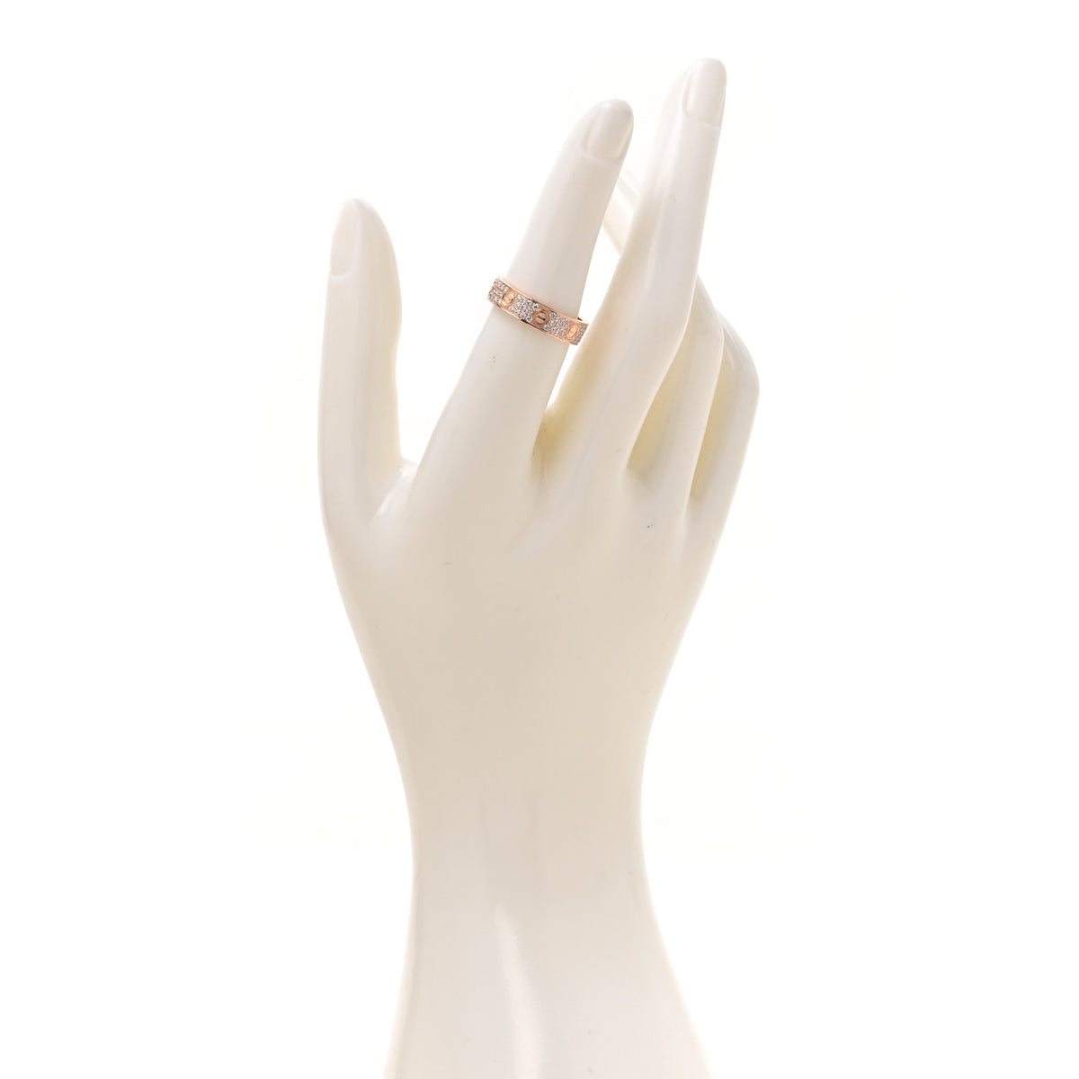 18K Pink Gold Diamond 5mm LOVE Wedding Paved Band Ring 53 6.5