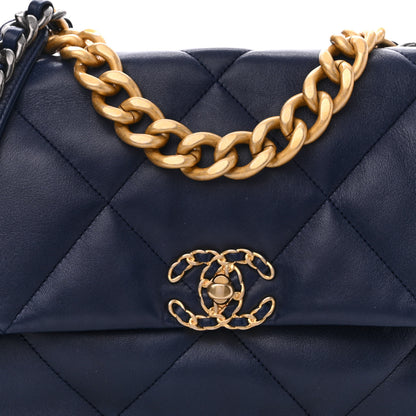 Chanel Lambskin Quilted Large Chanel 19 Flap Navy Blue 8 of 11