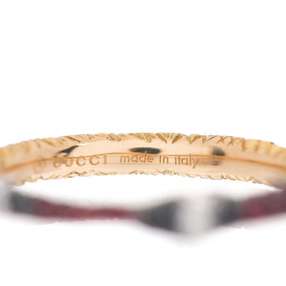 Gucci 18K Yellow Gold Black Diamond Topaz Sapphire Ouroboros Snake Ring 54 6.75 5 of 5