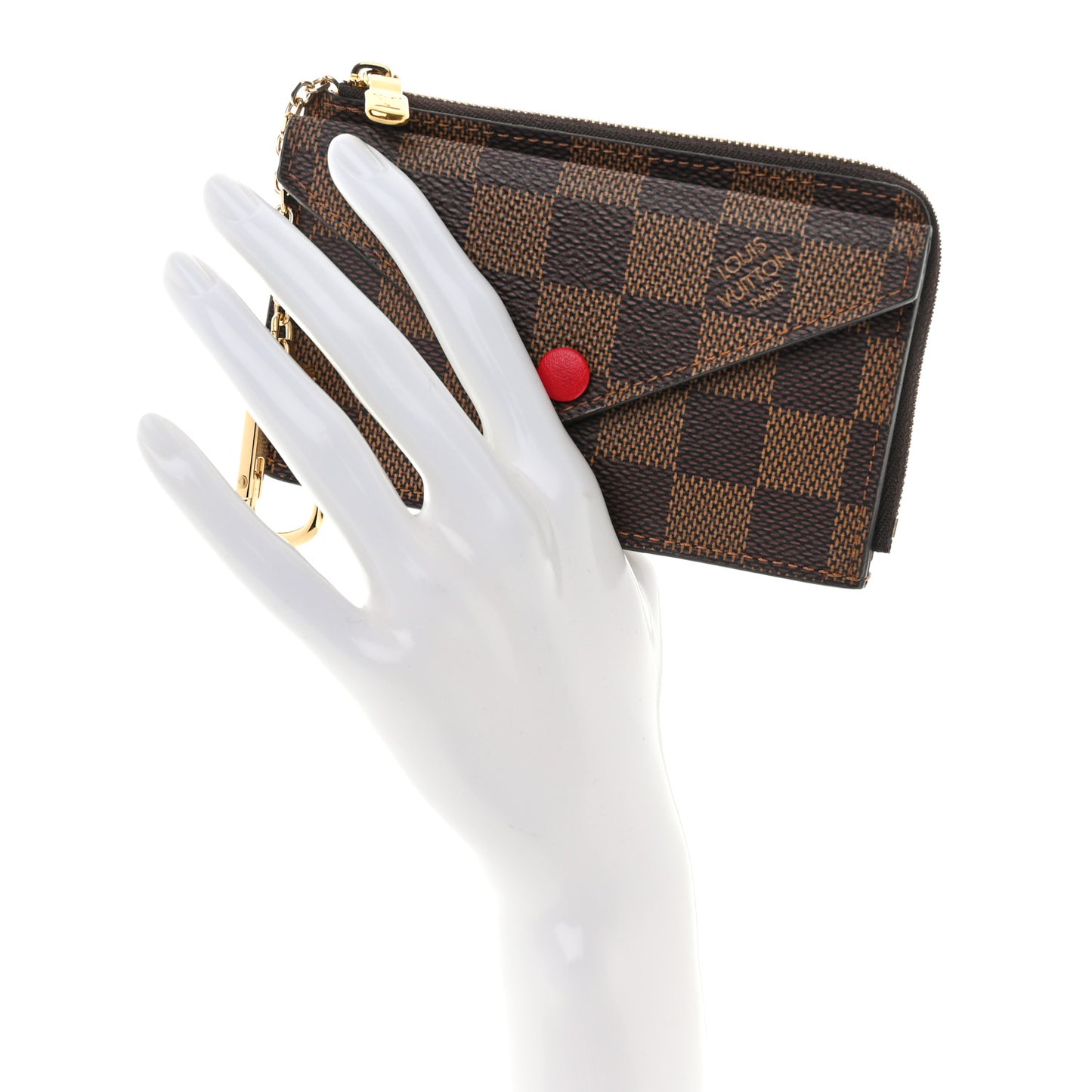 Damier Ebene Recto Verso Card Holder Red
