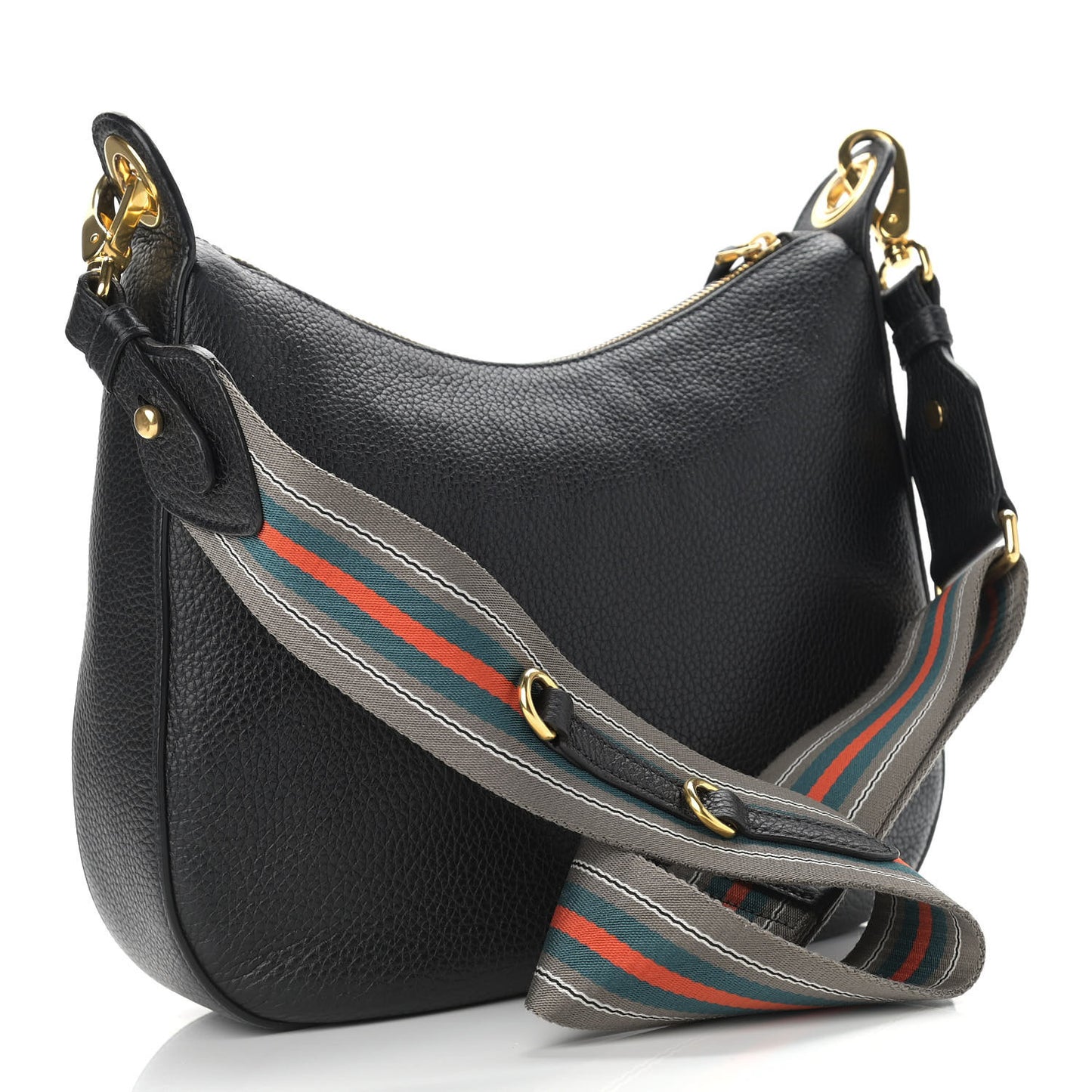 Vitello Phenix Zippered Messenger Hobo Black