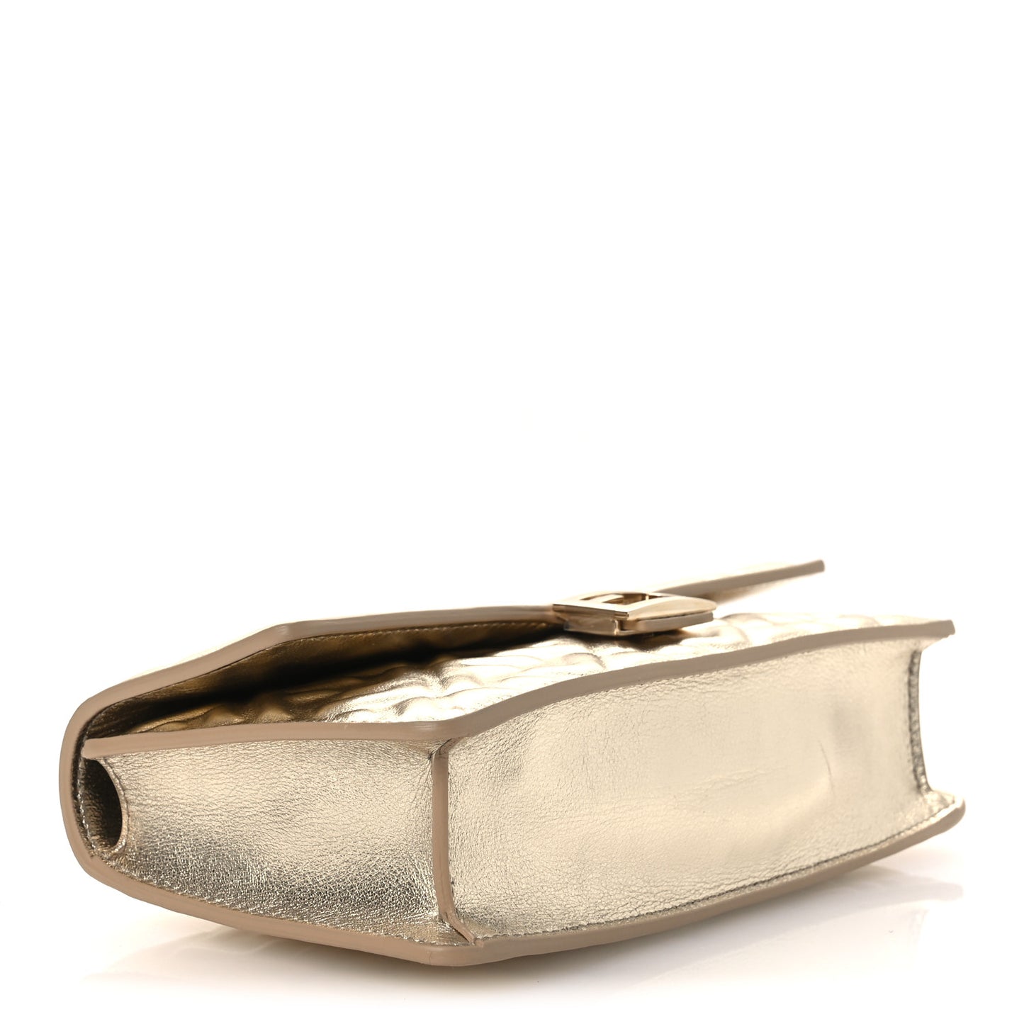 Metallic Nappa Matisse FF Embossed Wallet On Chain Platino