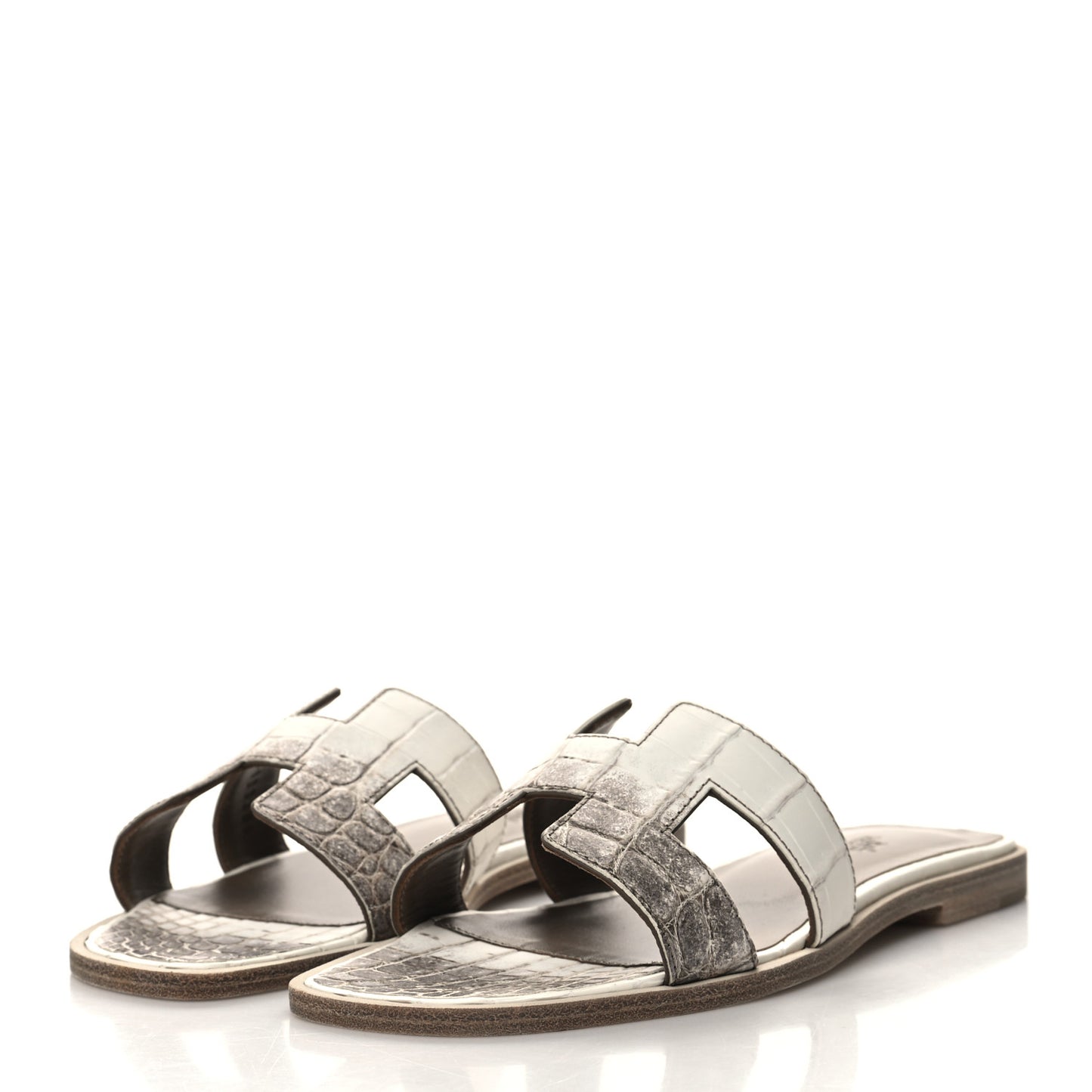 Matte Niloticus Crocodile Himalaya Oran Sandals 36 Blanc