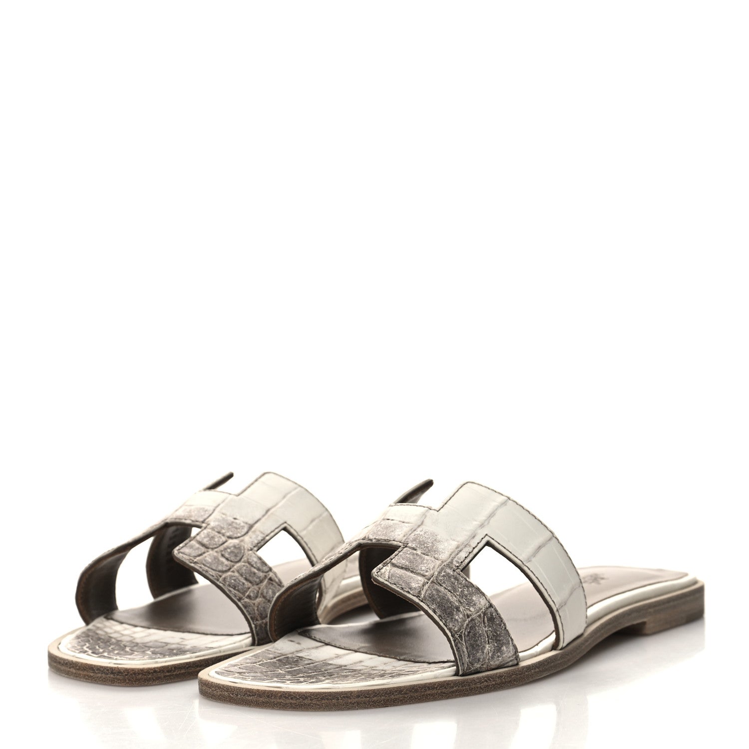 Hermes Matte Niloticus Crocodile Himalaya Oran Sandals 36 Blanc 3 of 9