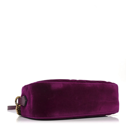 Gucci Velvet Matelasse Small GG Marmont Chain Shoulder Bag Fuchsia Violet Cyclamen 4 of 11