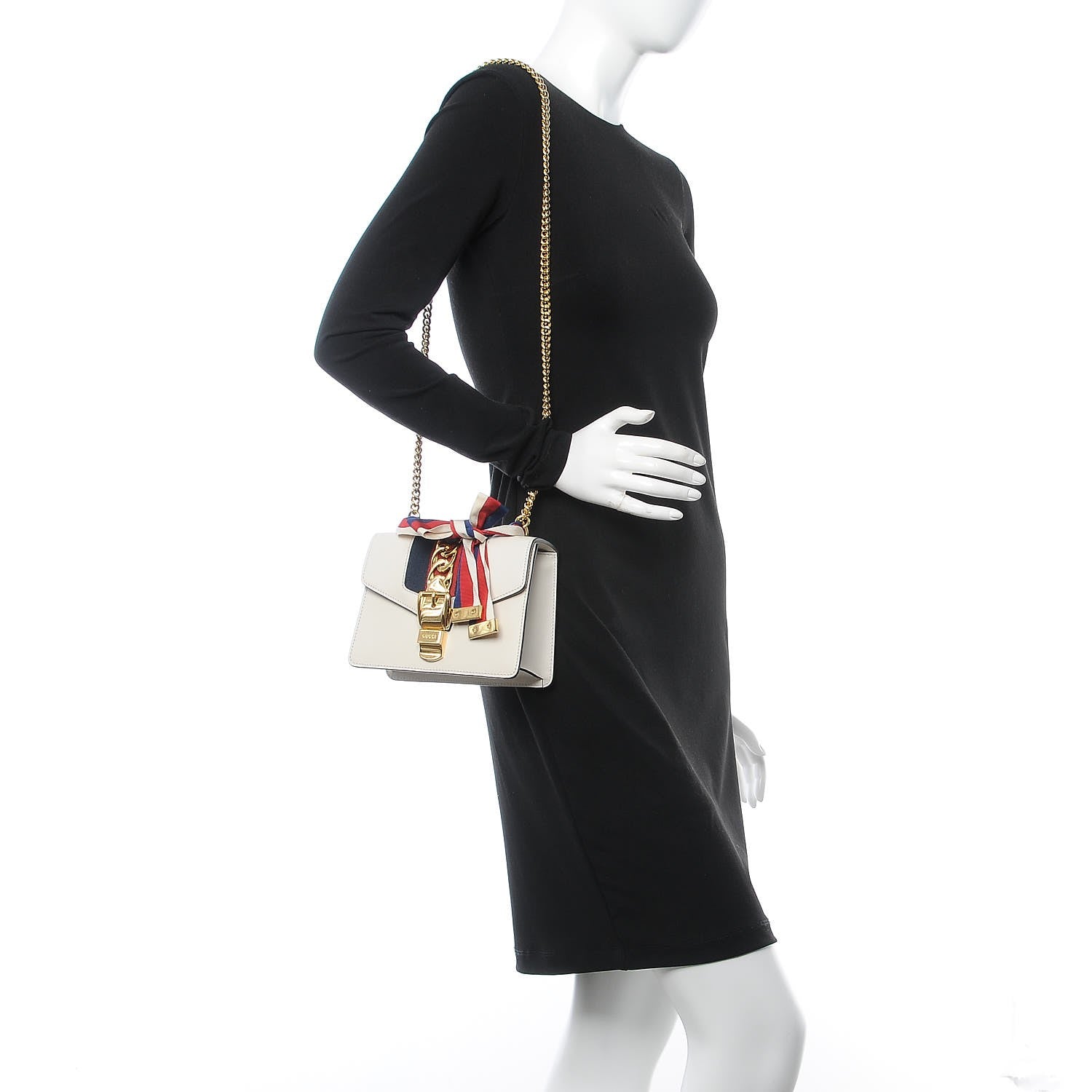 Gucci Calfskin Mini Sylvie Chain Shoulder Bag White 3 of 8