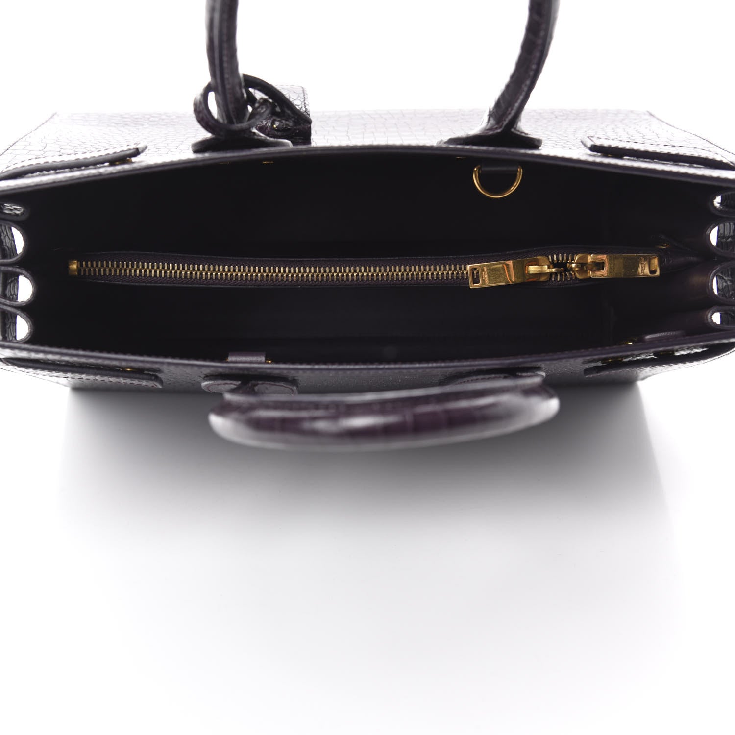 Saint Laurent Calfskin Crocodile Embossed Small Sac De Jour Prune 5 of 9