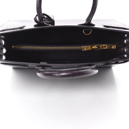 Saint Laurent Calfskin Crocodile Embossed Small Sac De Jour Prune 5 of 9