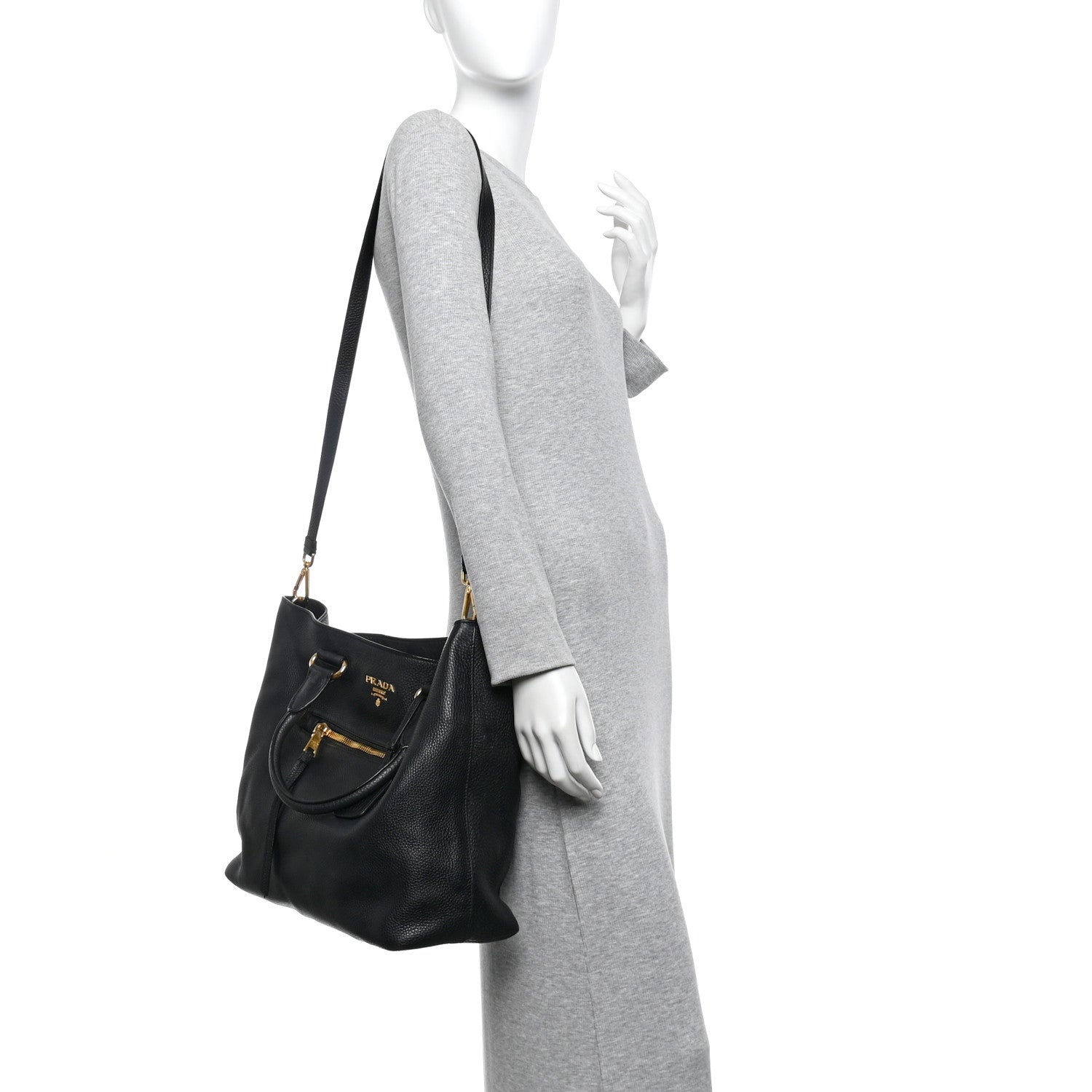 Prada Vitello Daino Shopping Tote Black 2 of 9