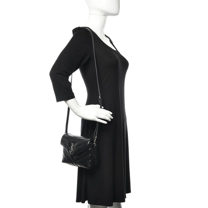 Saint Laurent Calfskin Y Quilted Monogram Toy Loulou Crossbody Bag Black 2 of 9