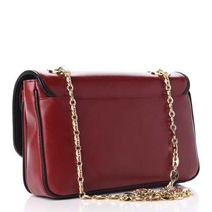 Gucci Azalea Calfskin Bi-Color Small Marina Chain Shoulder Bag New Cherry Red Black 2 of 10