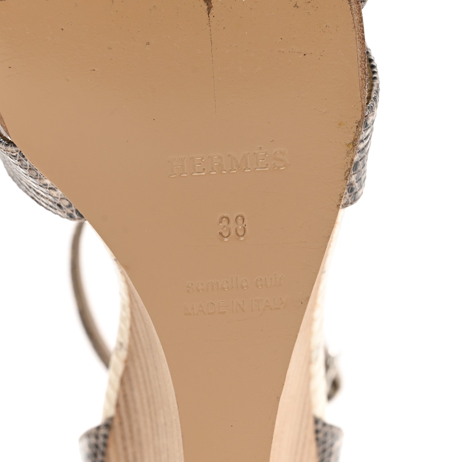 Hermes Lizard Legend Wedge Sandals 38 Ombre 6 of 9