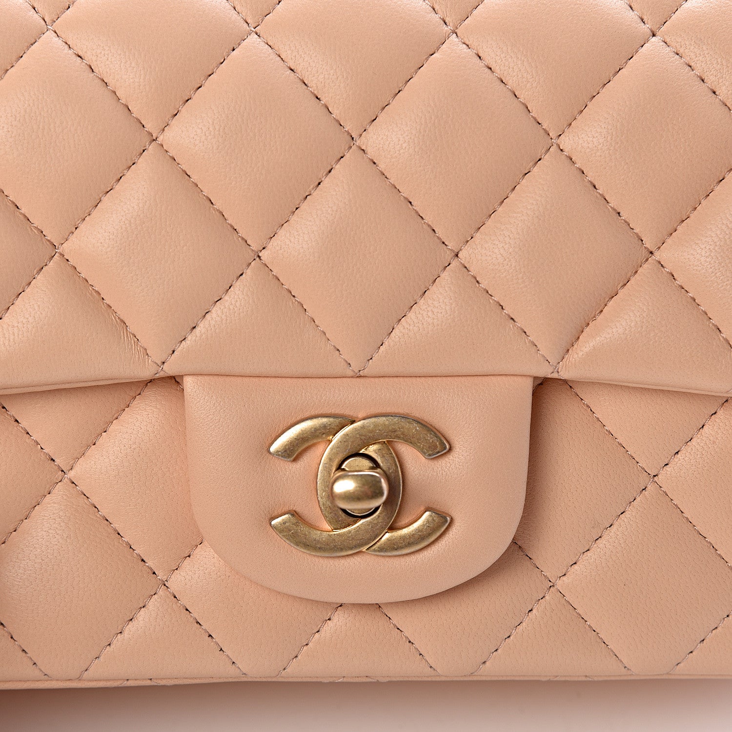 Chanel Lambskin Quilted Mini Rectangular Flap Beige 10 of 15