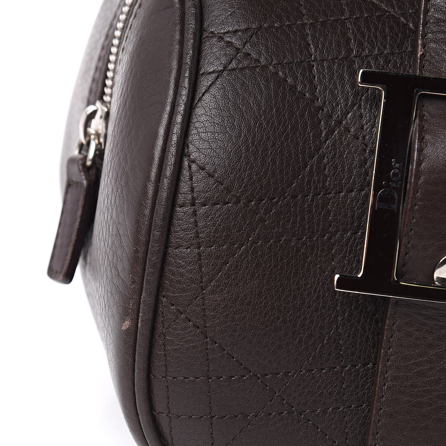 Calfskin Cannage Handbag Dark Brown