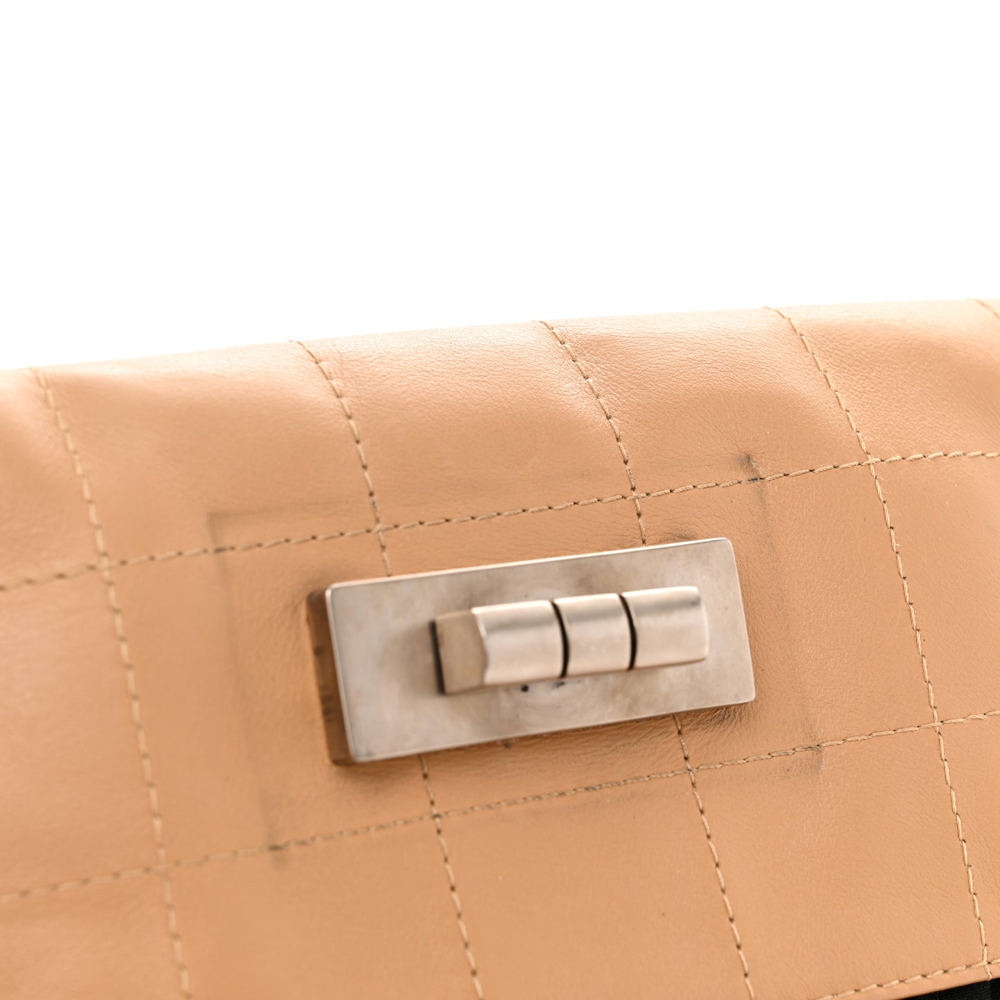 Lambskin Mademoiselle Chocolate Bar Shoulder Bag Beige