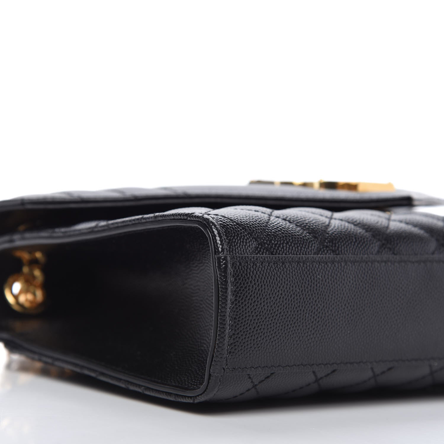 Saint Laurent Grain De Poudre Textured Mixed Matelasse Triquilt Medium Monogram Satchel Black 6 of 9