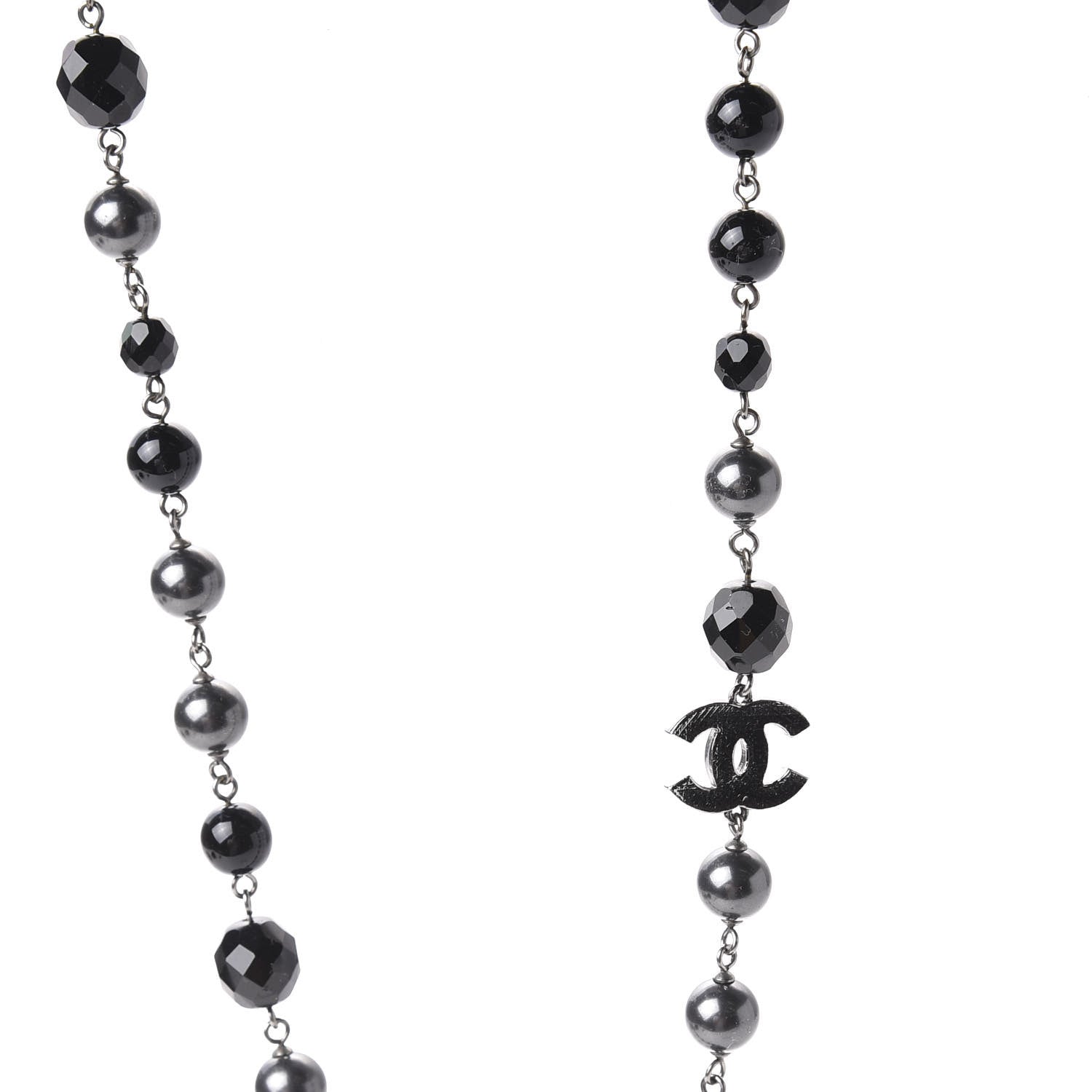 Chanel Ruthenium Pearl Beaded CC Long Necklace Black 4 of 6