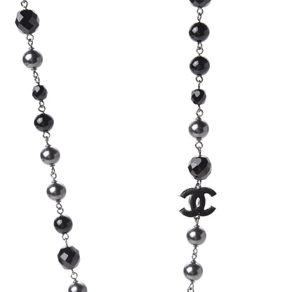 Chanel Ruthenium Pearl Beaded CC Long Necklace Black 4 of 6