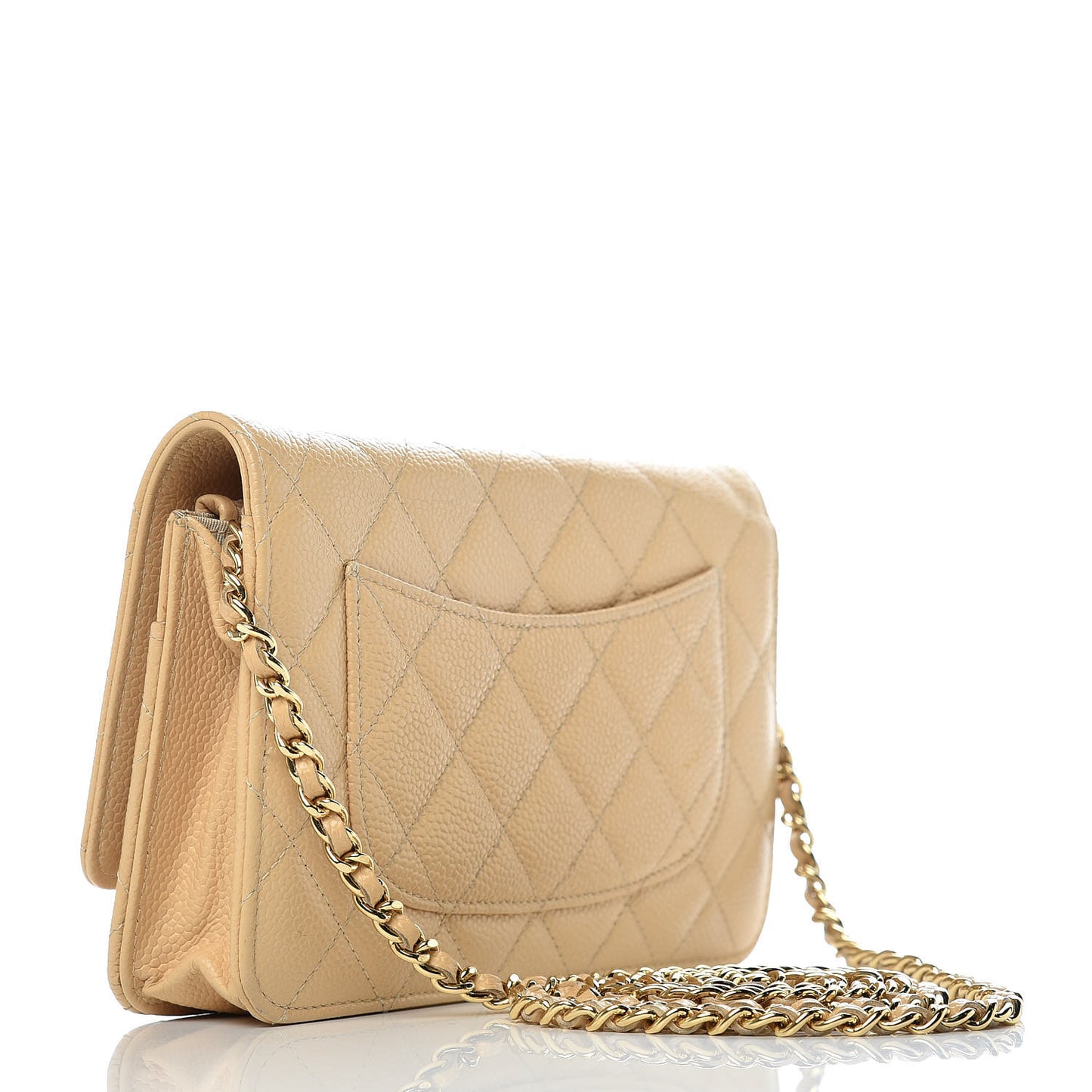 Caviar Quilted Wallet On Chain WOC Beige Clair
