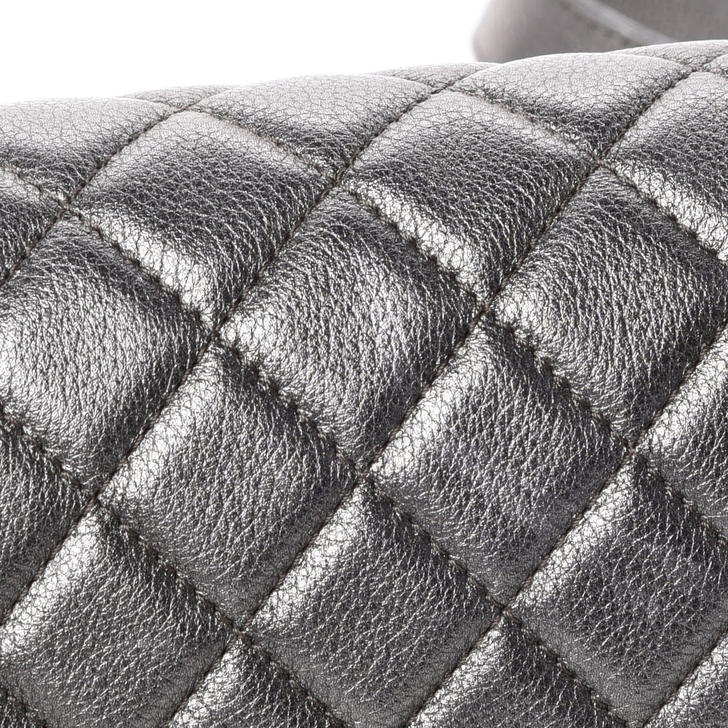 Metallic Calfskin Quilted Small Casual Rock Flap Silver