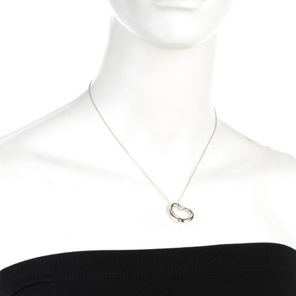 Tiffany Sterling Silver Diamond 22mm Elsa Peretti Open Heart Pendant Necklace 2 of 7