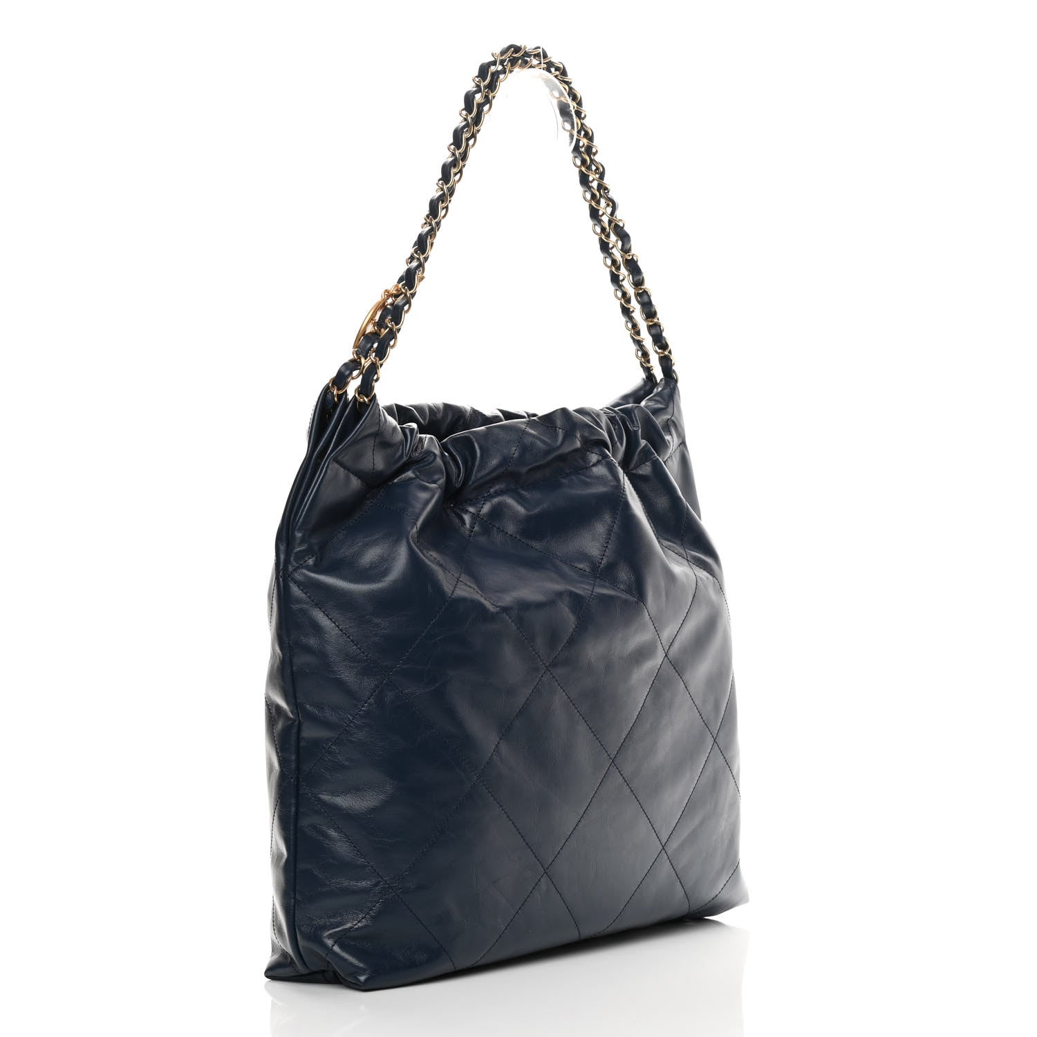 Chanel Shiny Calfskin Quilted Chanel 22 Navy Blue 4 of 12